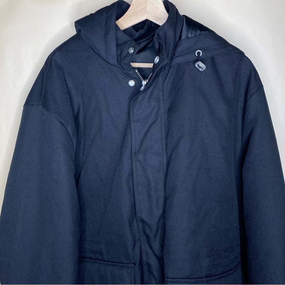 Zara New Men’s Padded Hooded Parka Black Sz Large - Picture 9 of 14